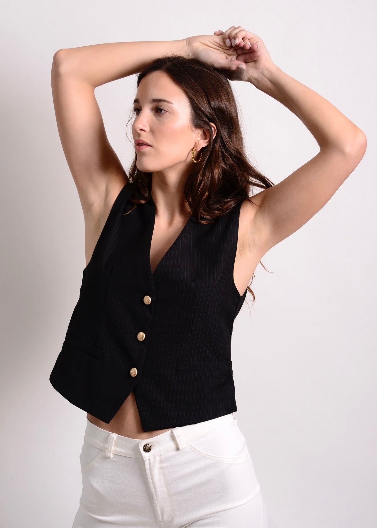 Gillet Cachemir Negro Lineas