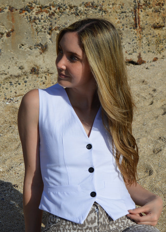 Gillet de Lino Blanco